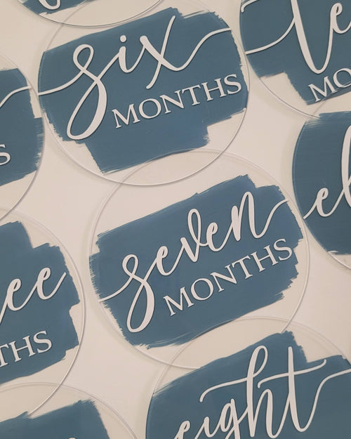 Acrylic monthly milestone discs (12M + HELLO WORLD)